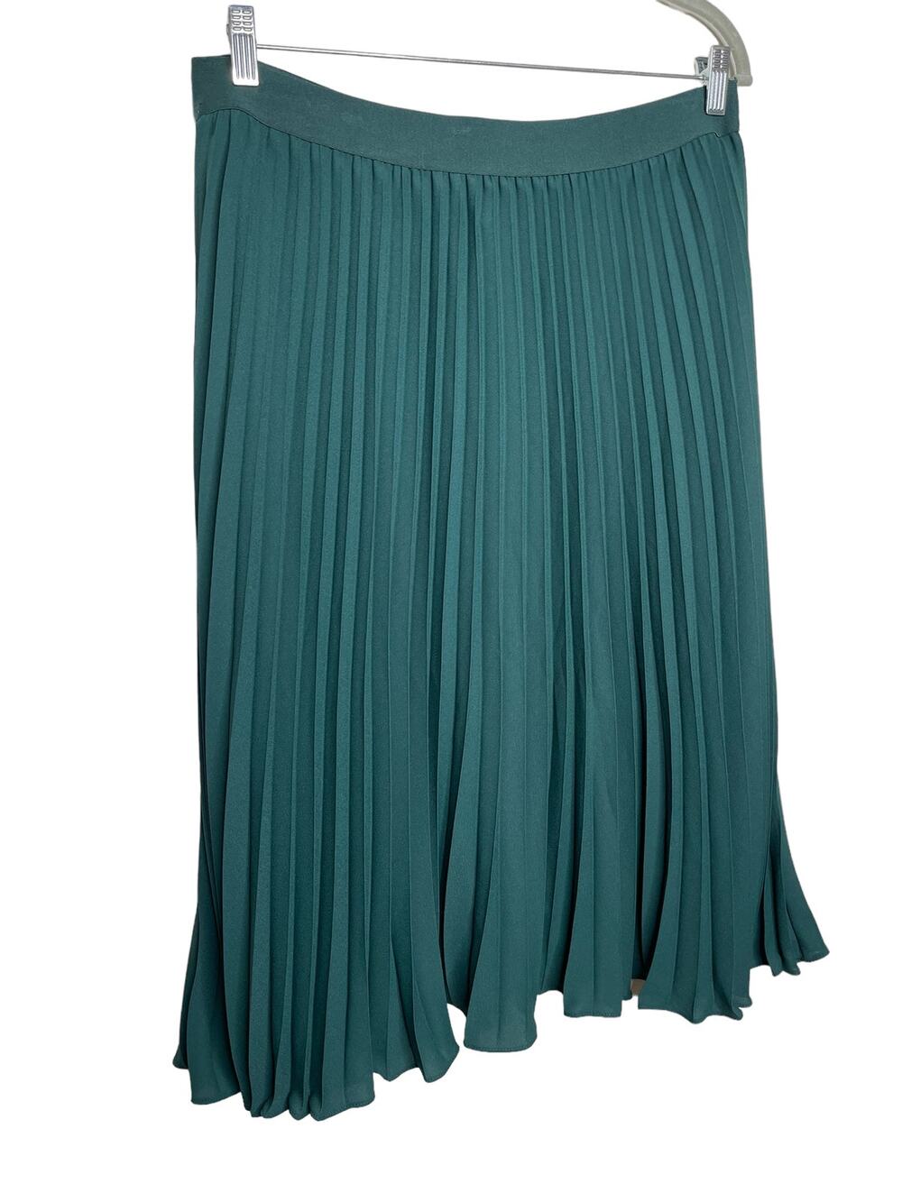 Kate Kasin 2XL Emerald Green Pleated Midi Skirt Elastic Waist NWT
